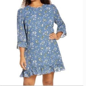 Reformation Blue Ruffled Tiered Sundress